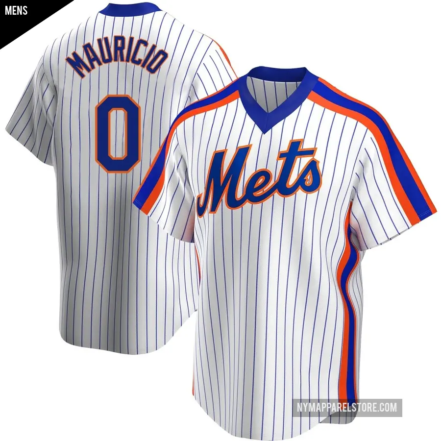 Men's New York Mets ＃0 Ronny Mauricio Replica White Home Cooperstown Collection Jersey