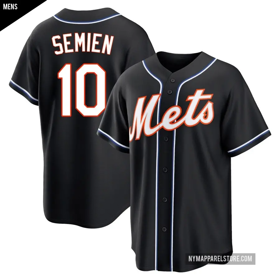 Men's New York Mets ＃10 Marcus Semien Replica Black Fashion Out Jersey