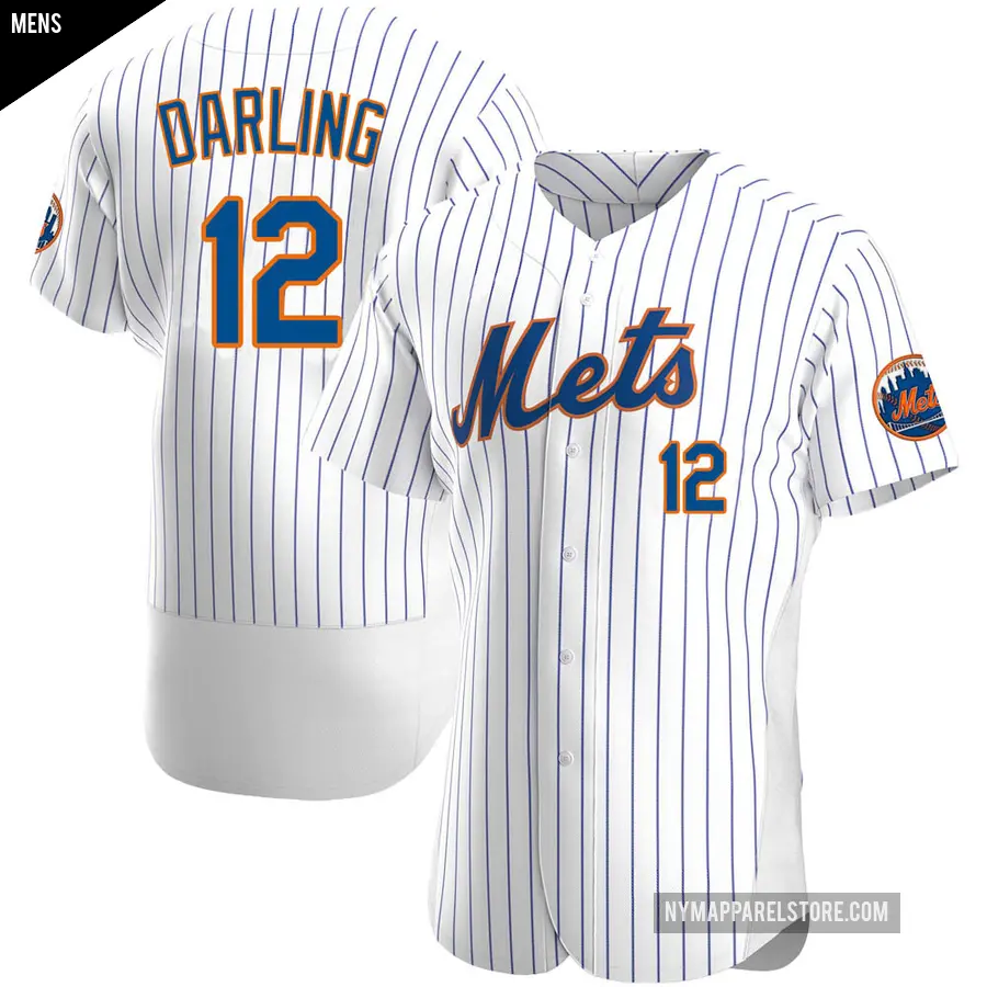 Men's New York Mets ＃12 Ron Darling Authentic White Home Jersey