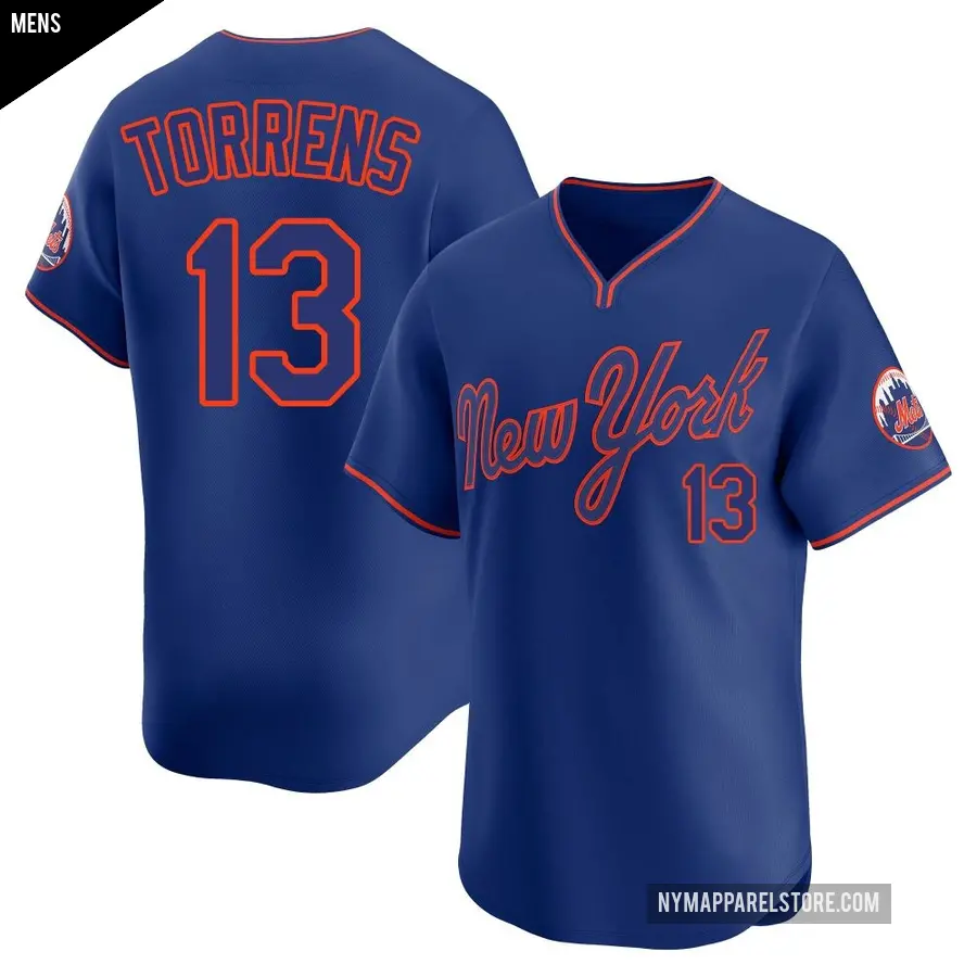 Men's New York Mets ＃13 Luis Torrens Limited Royal Alternate 2 Jersey