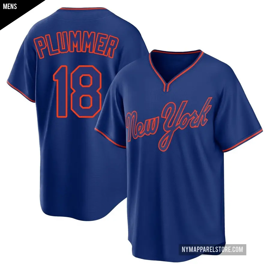 Men's New York Mets ＃18 Nick Plummer Replica Royal Alternate 2 Jersey