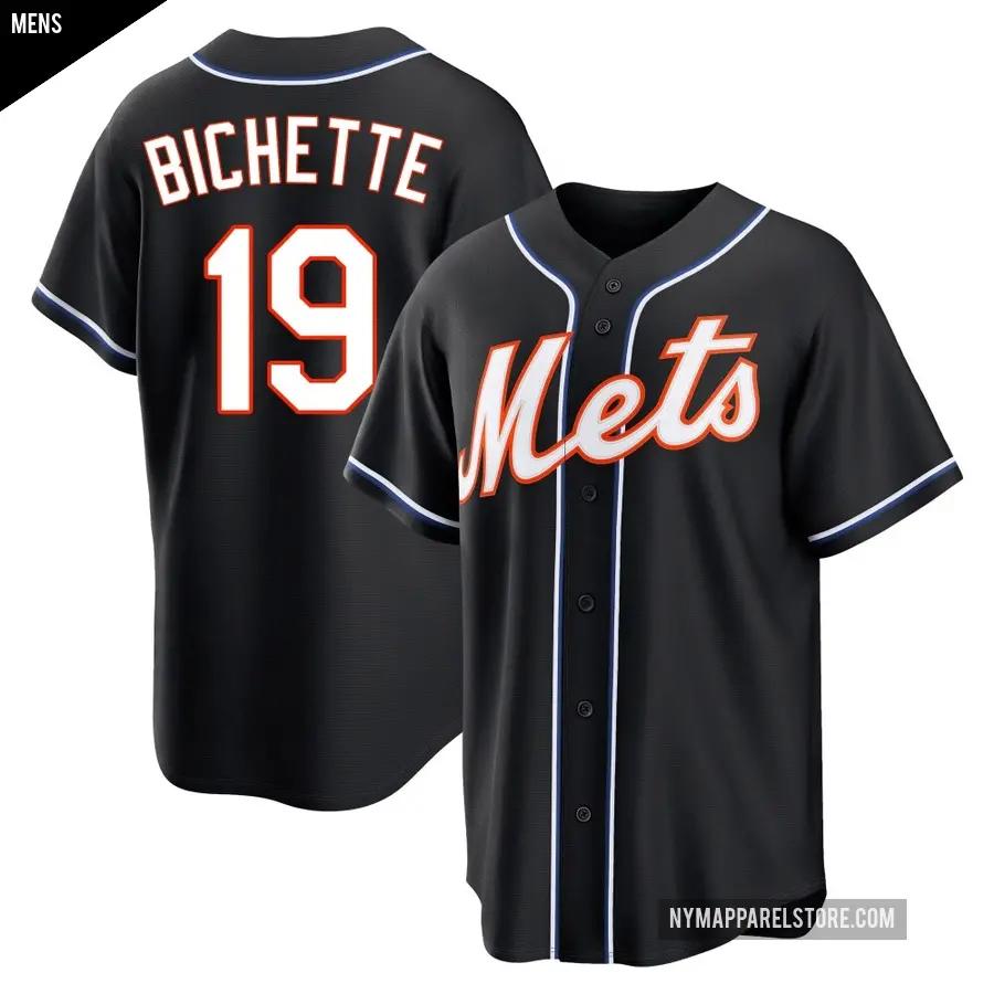 Men's New York Mets ＃19 Bo Bichette Replica Black Fashion Out Jersey