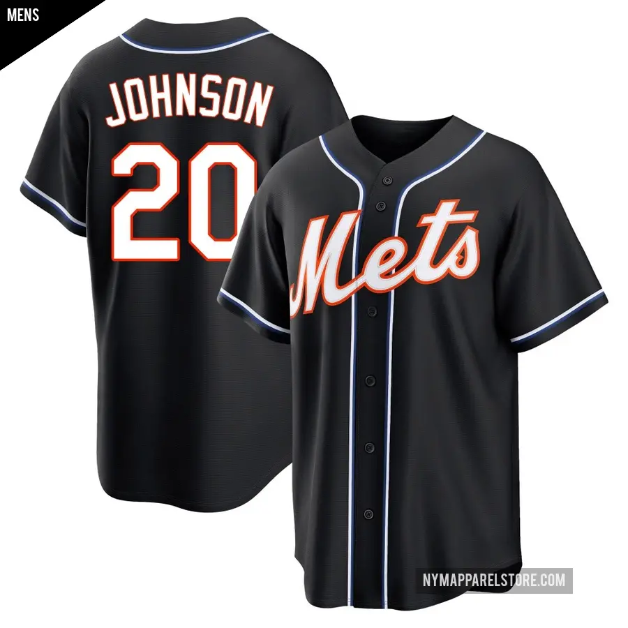 Men's New York Mets ＃20 Howard Johnson Replica Black Fashion Out Jersey