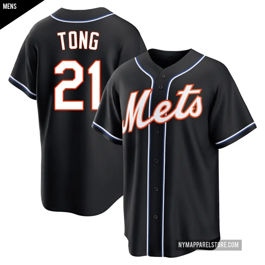 Men's New York Mets ＃21 Jonah Tong Replica Black Fashion Out Jersey