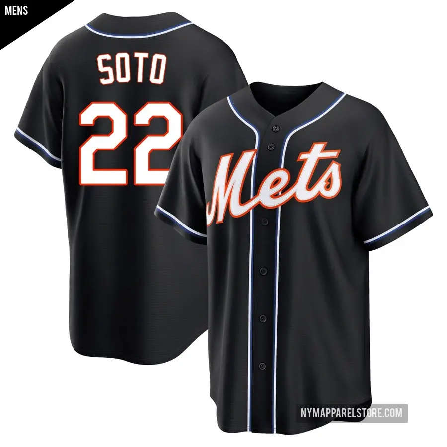 Men's New York Mets ＃22 Juan Soto Replica Black Fashion Out Jersey