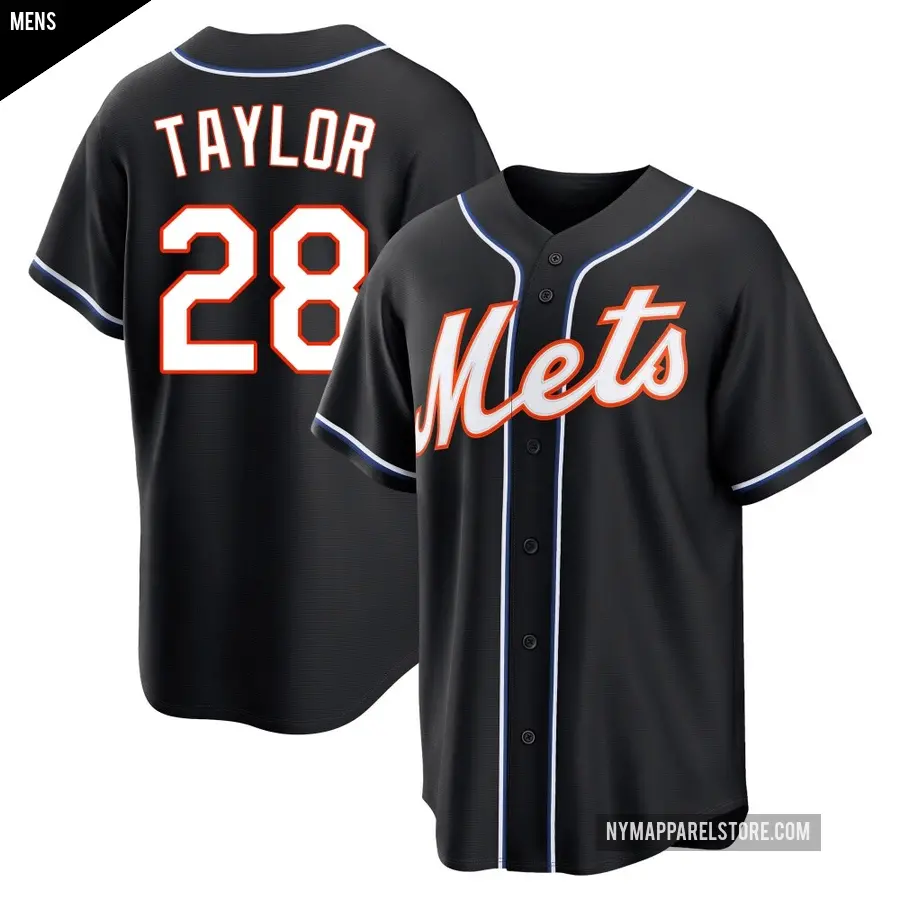 Men's New York Mets ＃28 Tyrone Taylor Replica Black Fashion Out Jersey