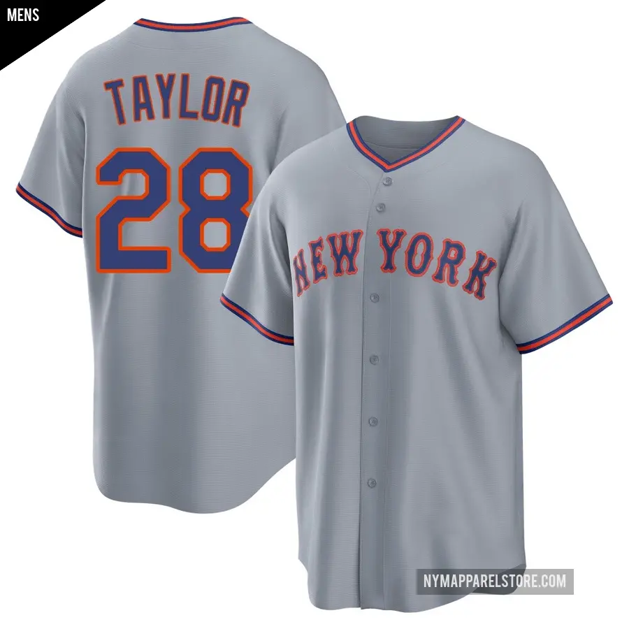 Men's New York Mets ＃28 Tyrone Taylor Replica Gray Away 2.0 Jersey