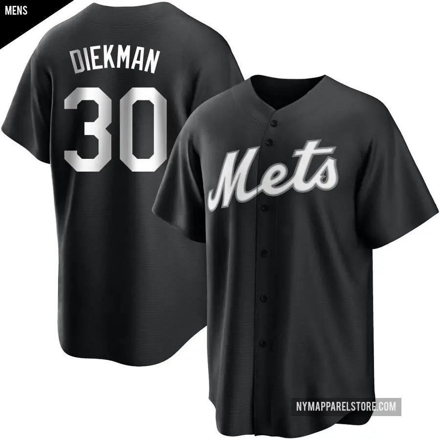 Men's New York Mets ＃30 Jake Diekman Replica Black/White Jersey