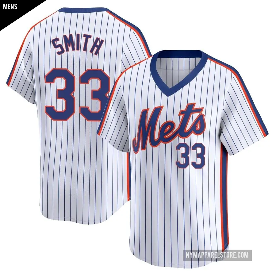 Men's New York Mets ＃33 Drew Smith Limited White Cooperstown Collection Jersey