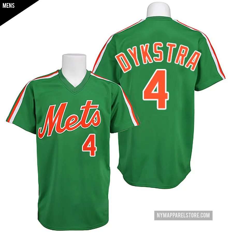 Men's New York Mets ＃4 Lenny Dykstra Authentic Green 1985 Throwback Jersey