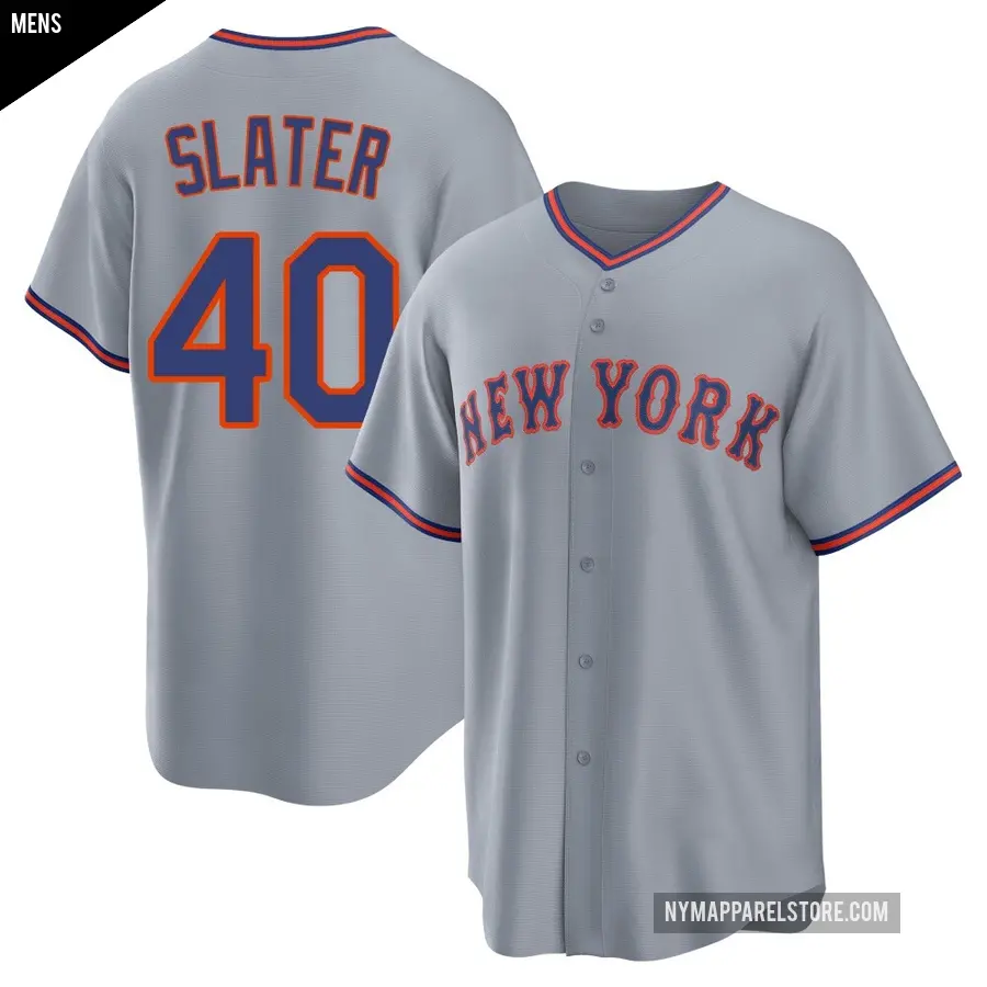 Men's New York Mets ＃40 Austin Slater Replica Gray Away 2.0 Jersey