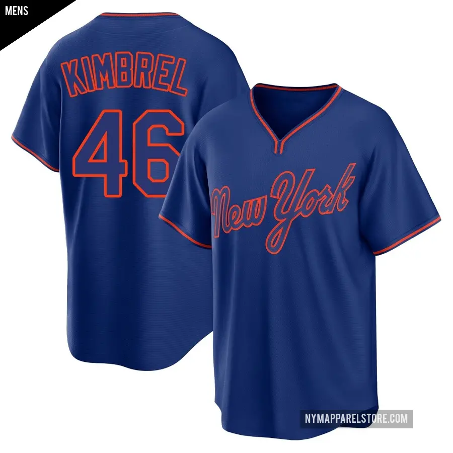 Men's New York Mets ＃46 Craig Kimbrel Replica Royal Alternate 2 Jersey
