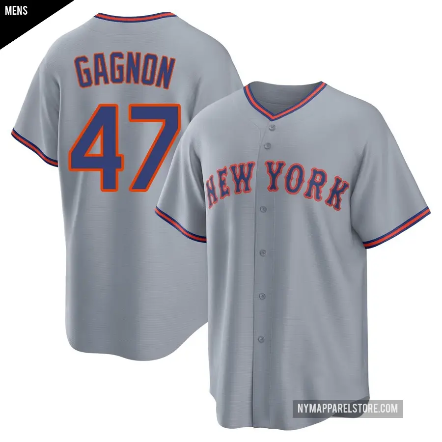 Men's New York Mets ＃47 Drew Gagnon Replica Gray Away 2.0 Jersey