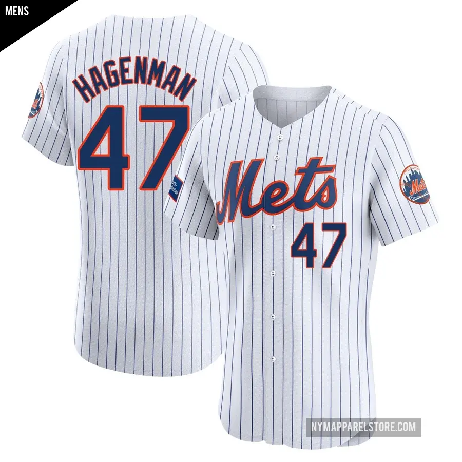 Men's New York Mets ＃47 Justin Hagenman Elite White Home Patch Jersey