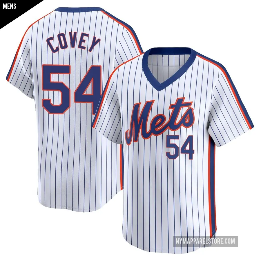 Men's New York Mets ＃54 Dylan Covey Limited White Cooperstown Collection Jersey
