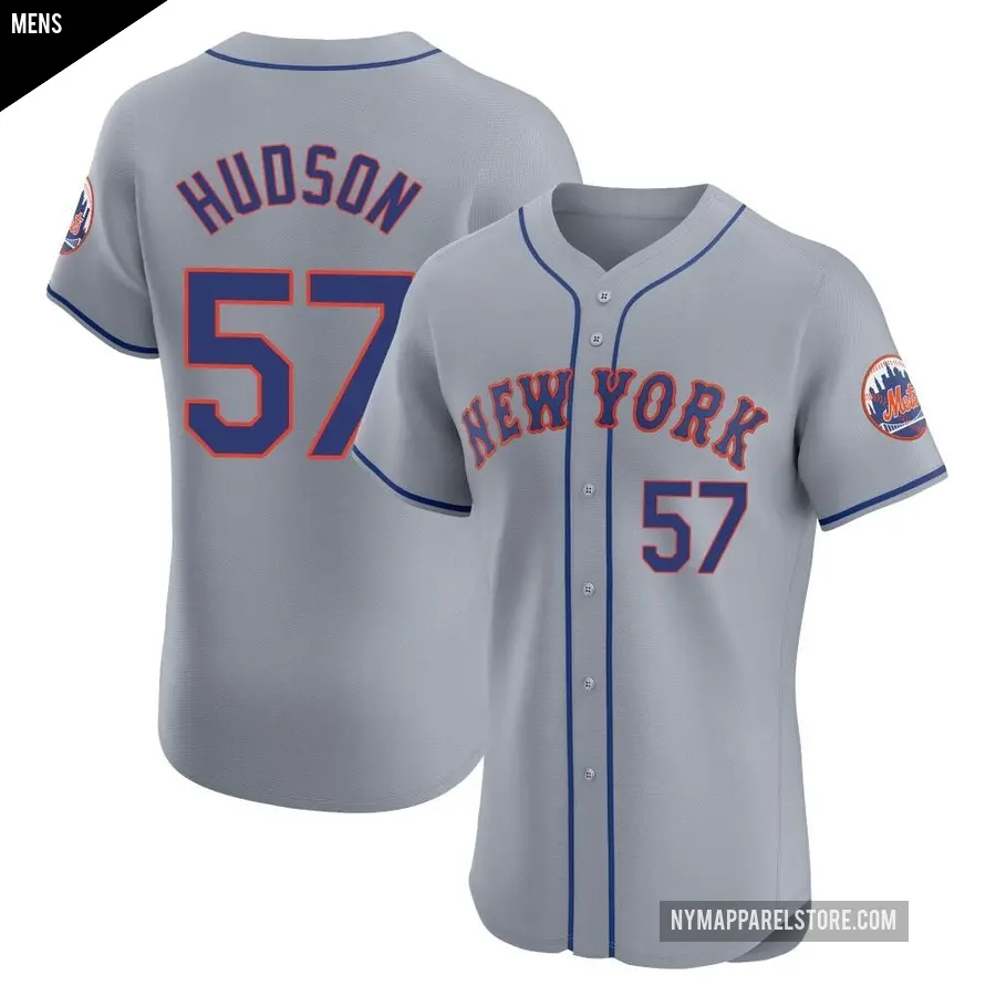 Men's New York Mets ＃57 Joe Hudson Elite Gray Road Jersey