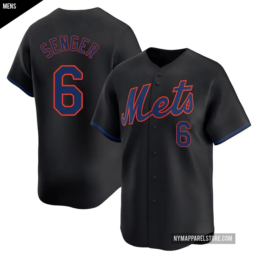 Men's New York Mets ＃6 Hayden Senger Limited Black Alternate Jersey