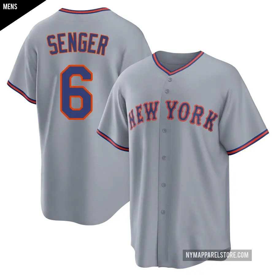 Men's New York Mets ＃6 Hayden Senger Replica Gray Away 2.0 Jersey