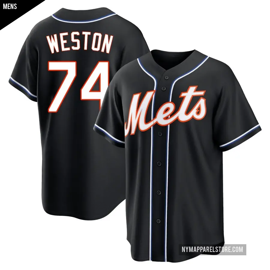 Men's New York Mets ＃74 Cameron Weston Replica Black Fashion Out Jersey