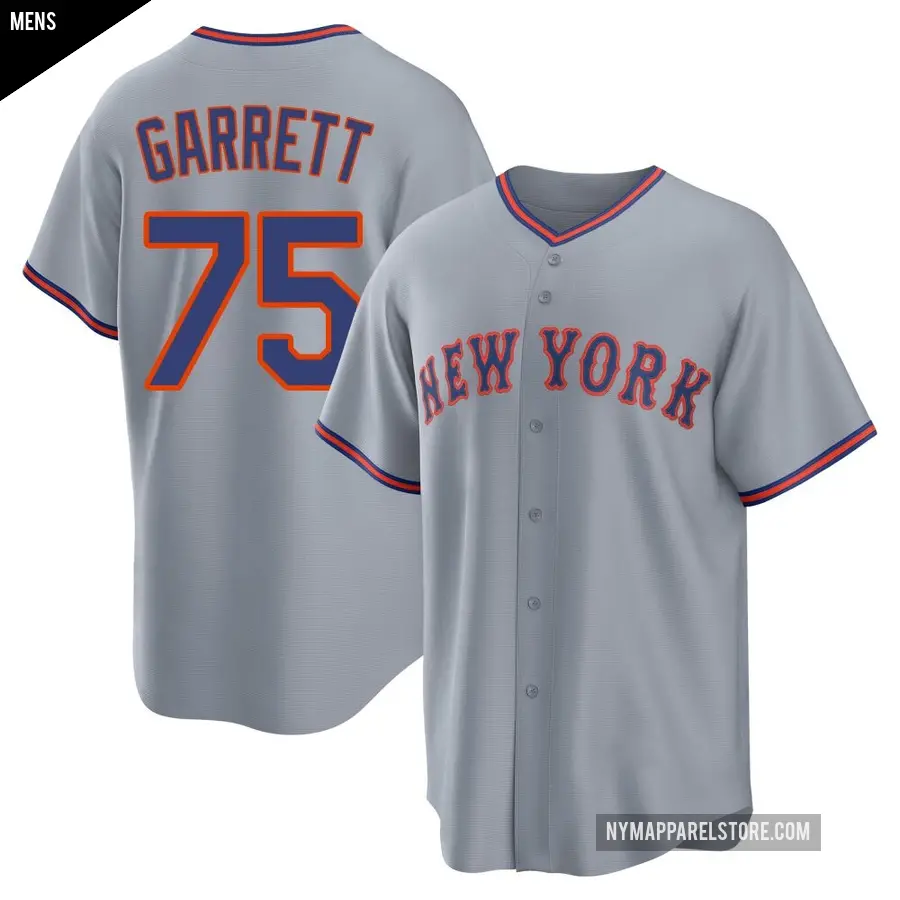 Men's New York Mets ＃75 Reed Garrett Replica Gray Away 2.0 Jersey