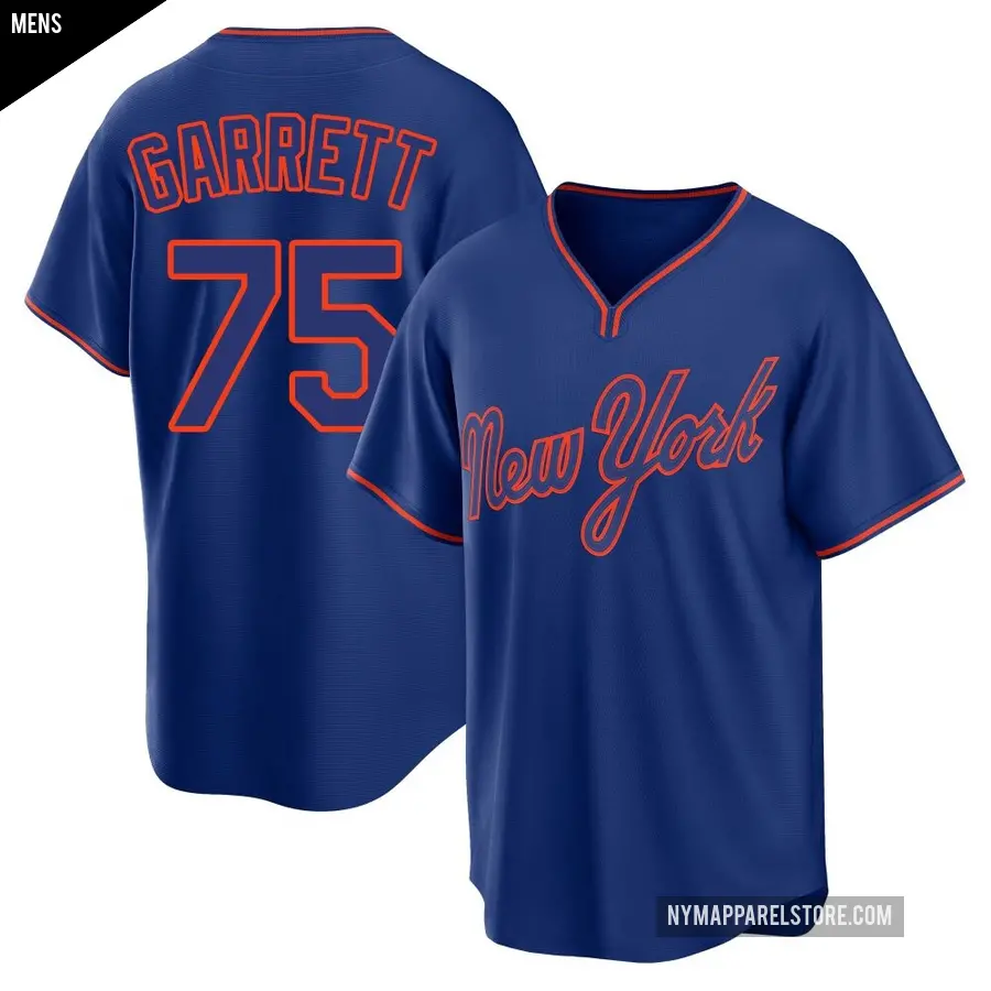 Men's New York Mets ＃75 Reed Garrett Replica Royal Alternate 2 Jersey