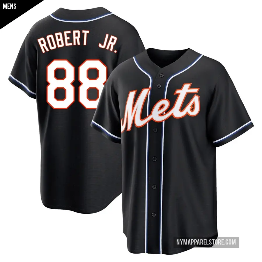 Men's New York Mets ＃88 Luis Robert Jr. Replica Black Fashion Out Jersey