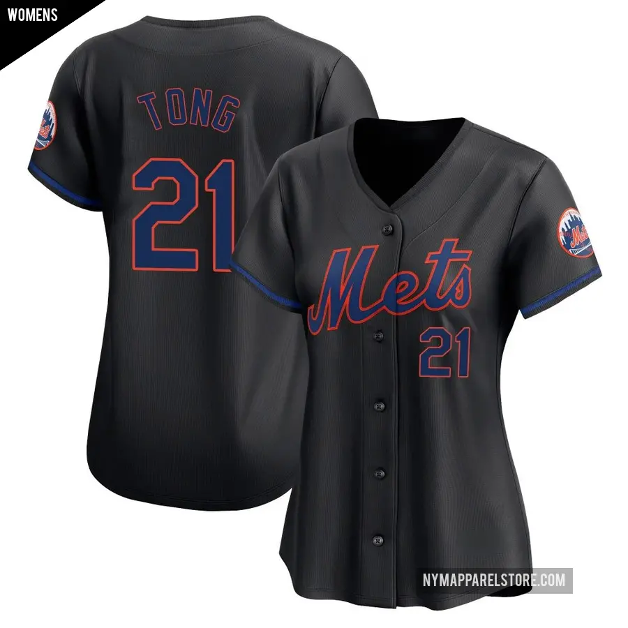 Women's New York Mets ＃21 Jonah Tong Limited Black Alternate Jersey