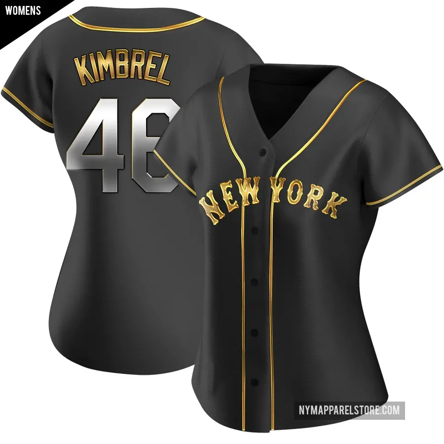 Women's New York Mets ＃46 Craig Kimbrel Replica Gold Black en Alternate Jersey