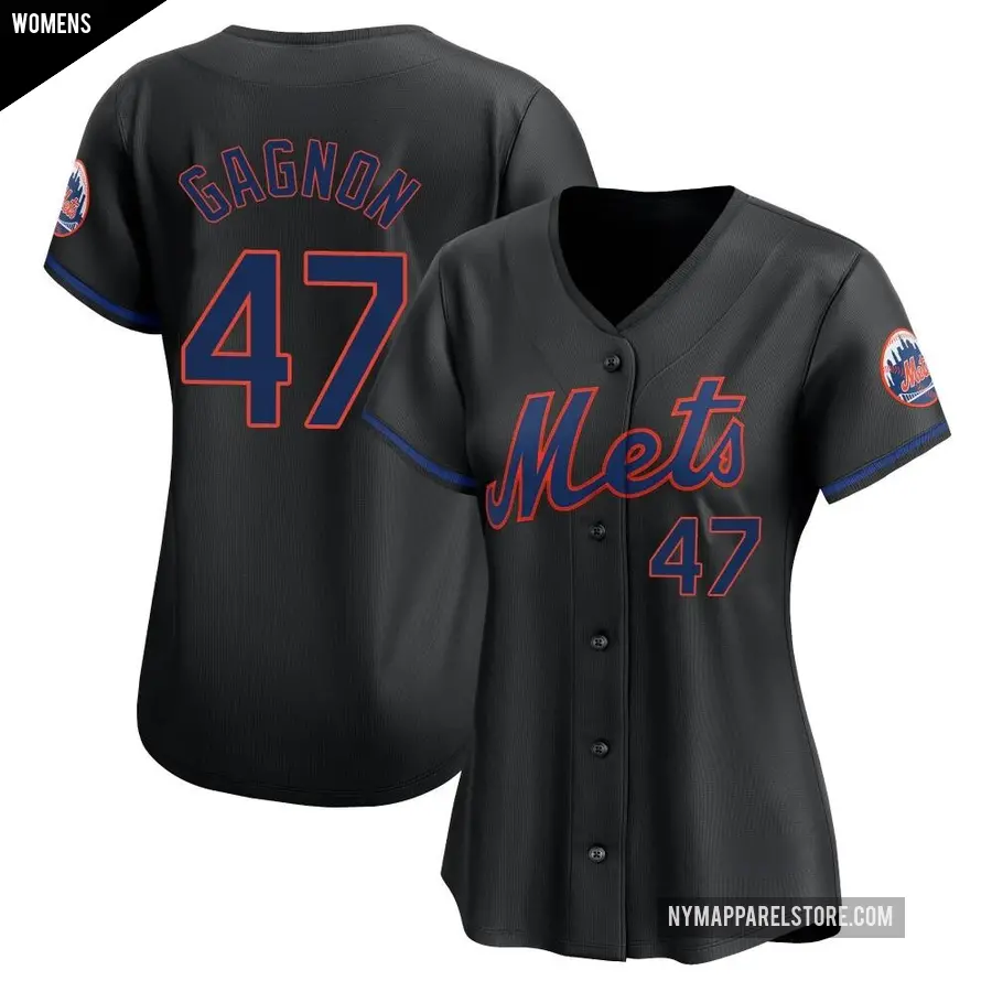 Women's New York Mets ＃47 Drew Gagnon Limited Black Alternate Jersey