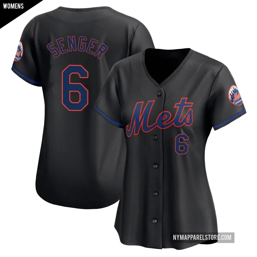 Women's New York Mets ＃6 Hayden Senger Limited Black Alternate Jersey