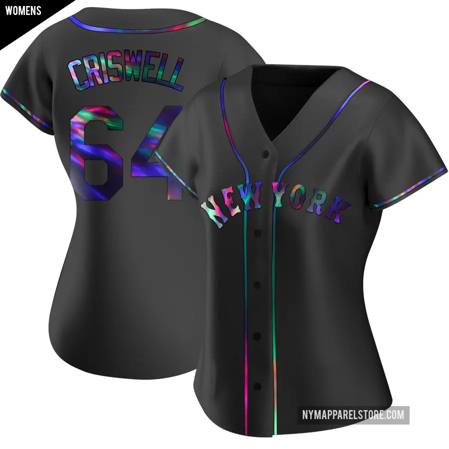 Women's New York Mets ＃64 Cooper Criswell Replica Black Holographic Alternate Jersey