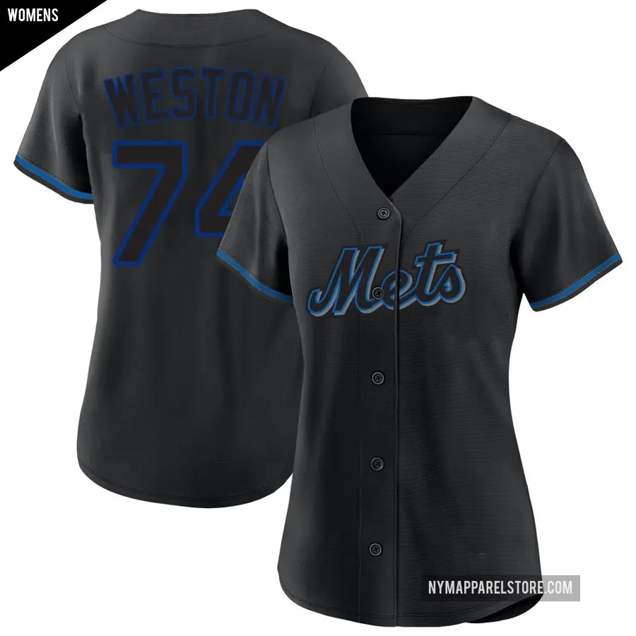 Women's New York Mets ＃74 Cameron Weston Replica Black Fashion Jersey