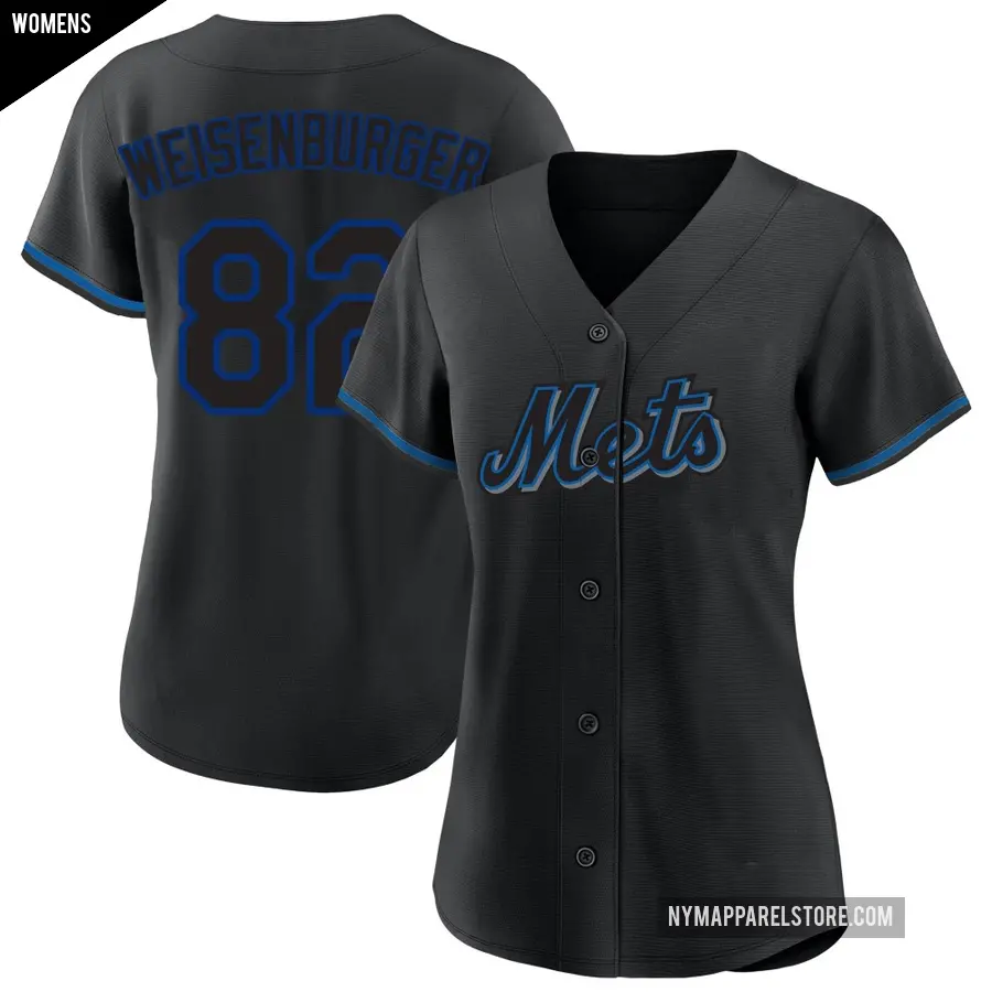 Women's New York Mets ＃82 Jack Weisenburger Replica Black Fashion Jersey