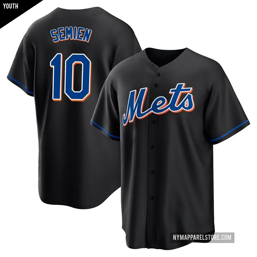 Youth New York Mets ＃10 Marcus Semien Replica Black 2022 Alternate Jersey