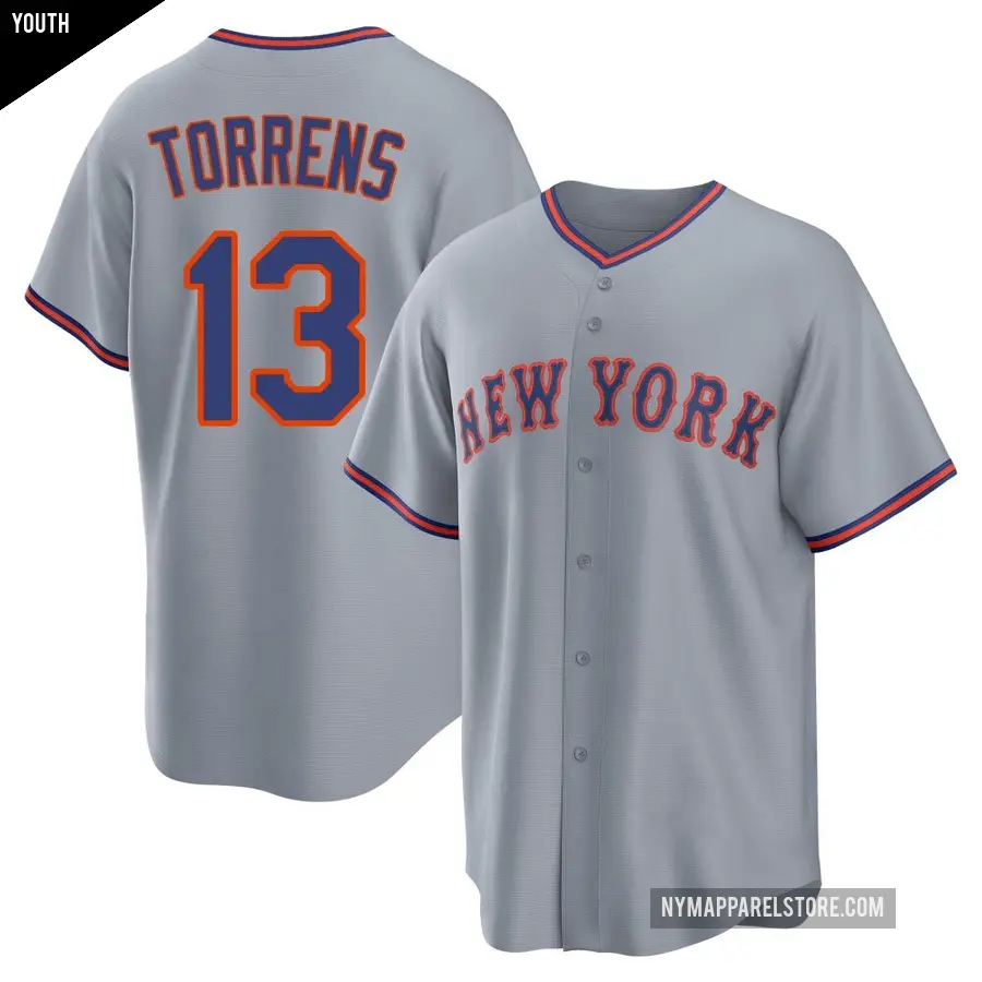 Youth New York Mets ＃13 Luis Torrens Replica Gray Away 2.0 Jersey