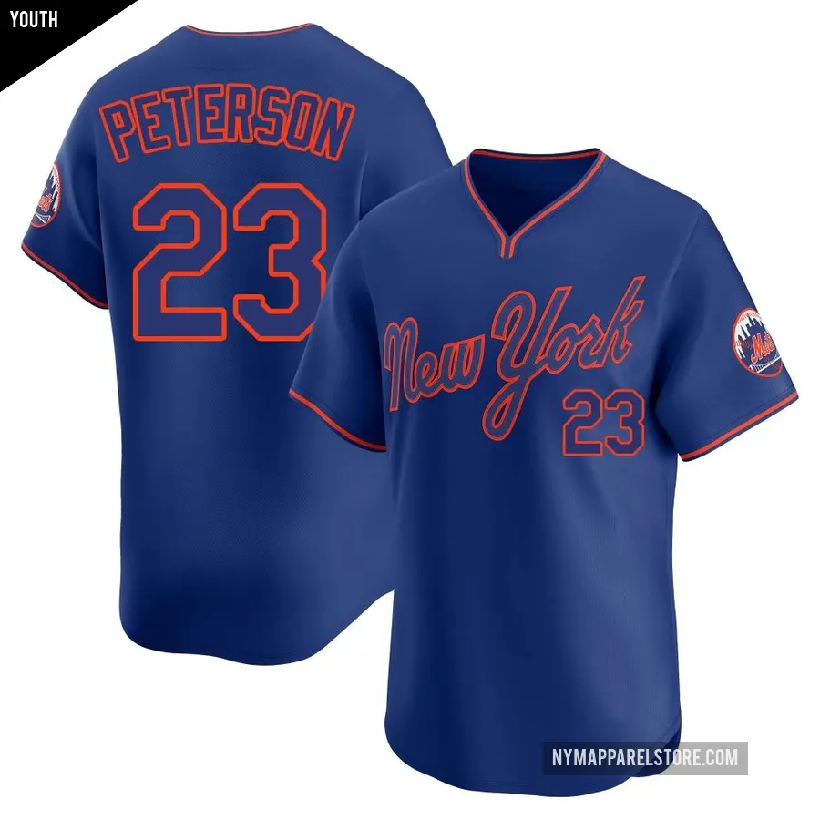 Youth New York Mets ＃23 David Peterson Limited Royal Alternate 2 Jersey