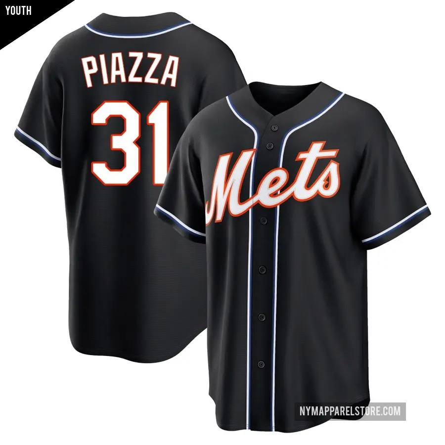 Youth New York Mets ＃31 Mike Piazza Replica Black Fashion Out Jersey