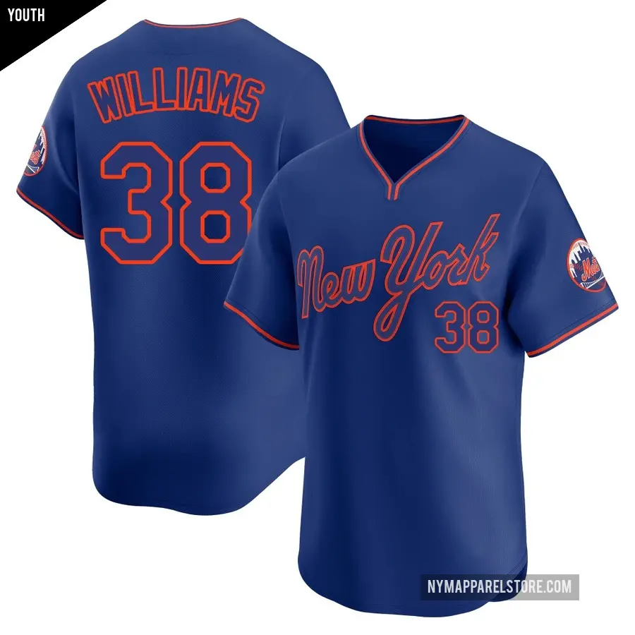 Youth New York Mets ＃38 Devin Williams Limited Royal Alternate 2 Jersey