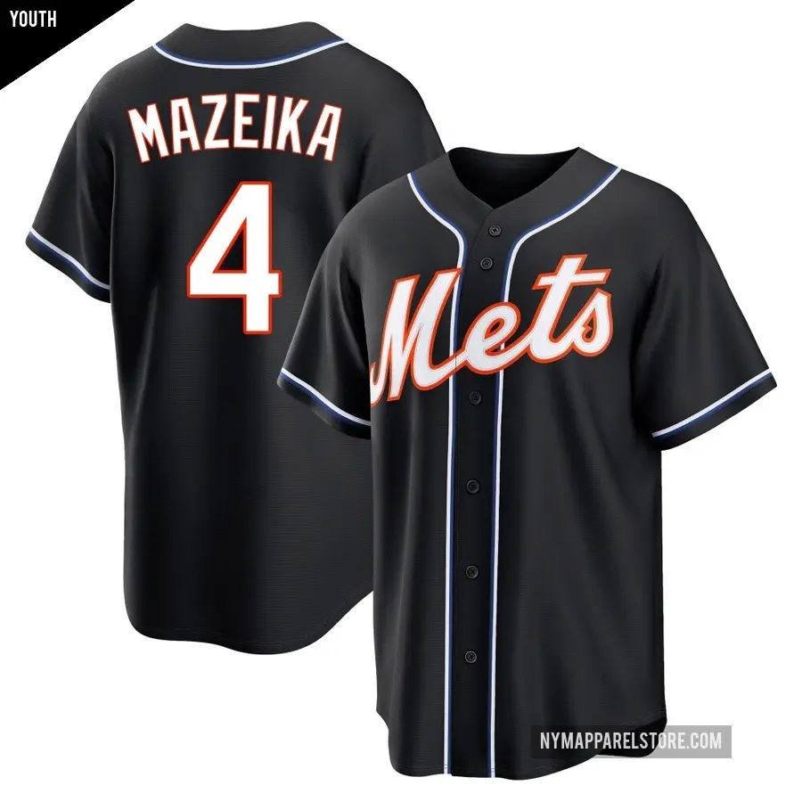 Youth New York Mets ＃4 Patrick Mazeika Replica Black Fashion Out Jersey