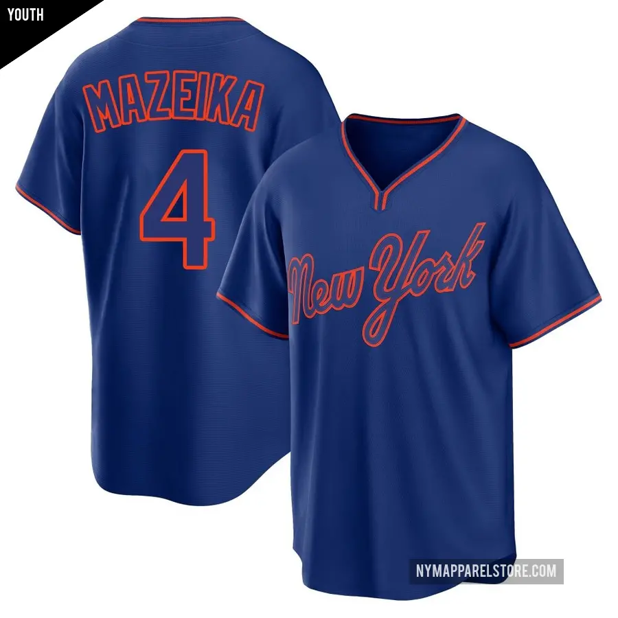 Youth New York Mets ＃4 Patrick Mazeika Replica Royal Alternate 2 Jersey
