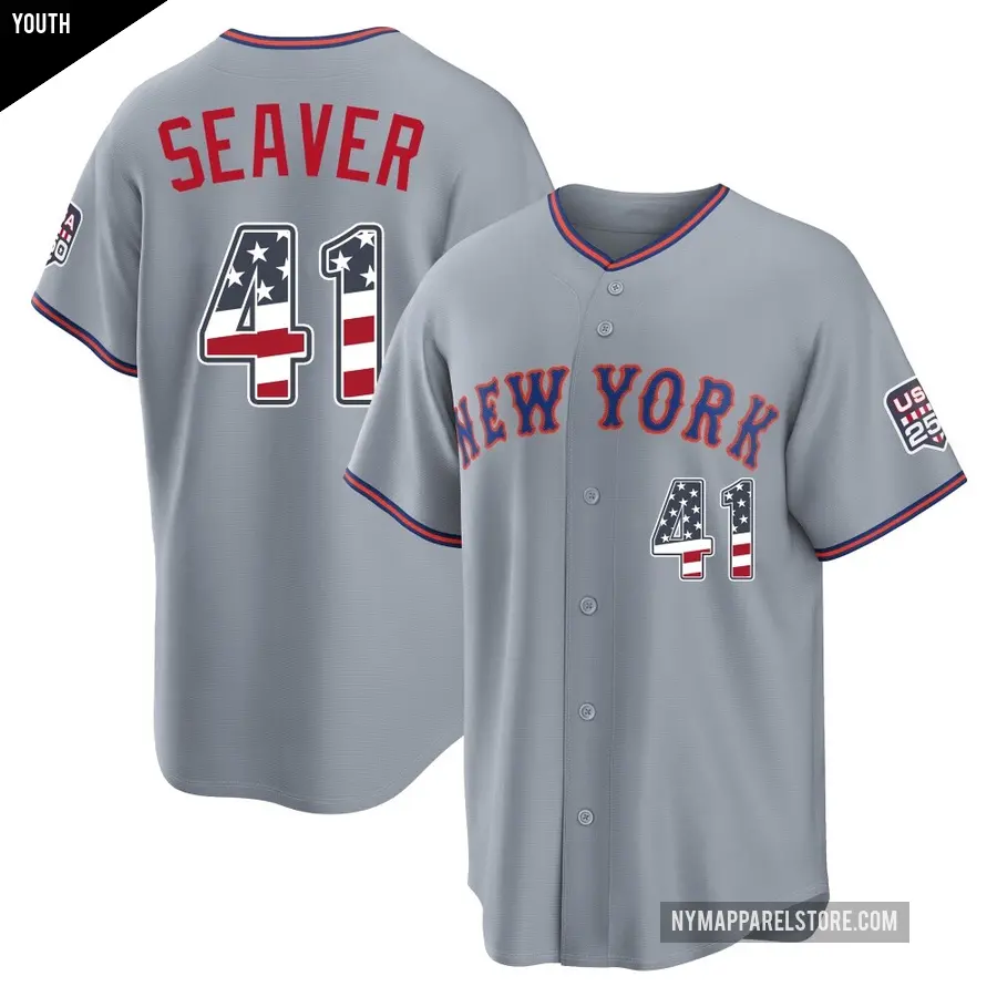 Youth New York Mets ＃41 Tom Seaver Limited Gray USA 250 Fourth Of July Road Stadium Jersey
