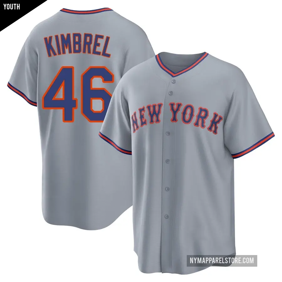 Youth New York Mets ＃46 Craig Kimbrel Replica Gray Away 2.0 Jersey