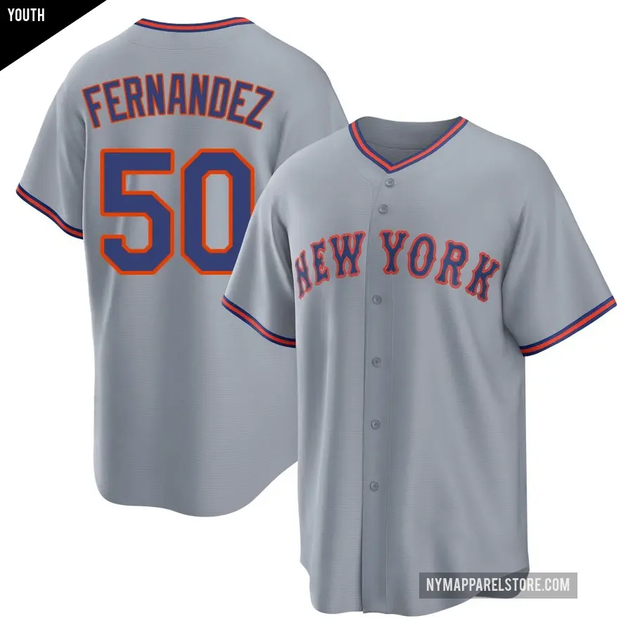 Youth New York Mets ＃50 Sid Fernandez Replica Gray Away 2.0 Jersey