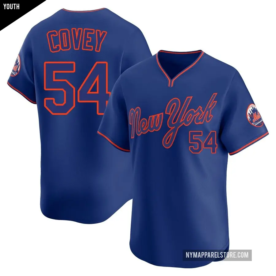 Youth New York Mets ＃54 Dylan Covey Limited Royal Alternate 2 Jersey