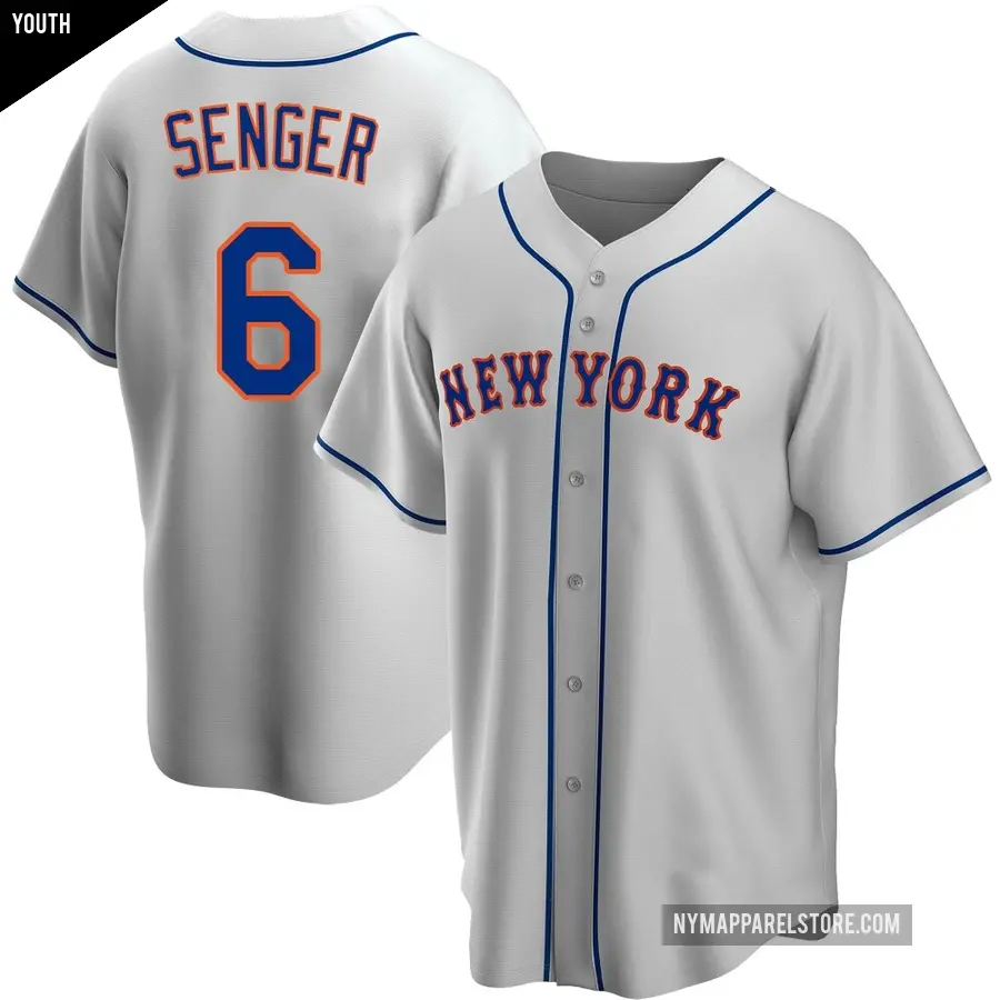 Youth New York Mets ＃6 Hayden Senger Replica Gray Road Jersey