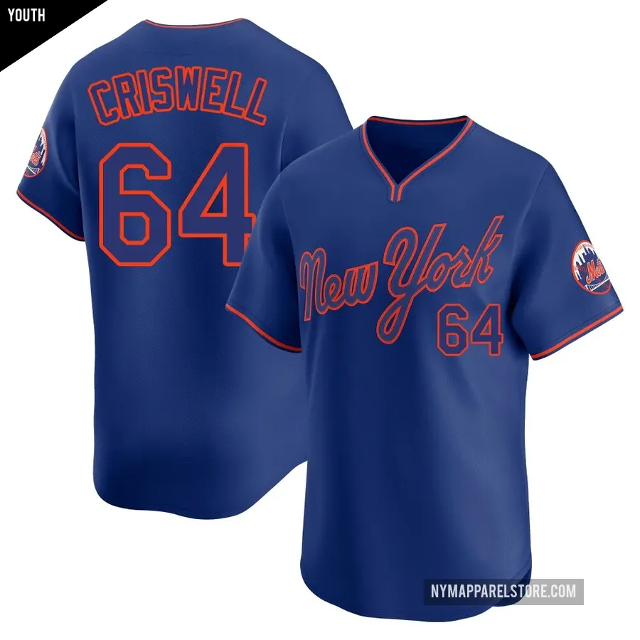 Youth New York Mets ＃64 Cooper Criswell Limited Royal Alternate 2 Jersey