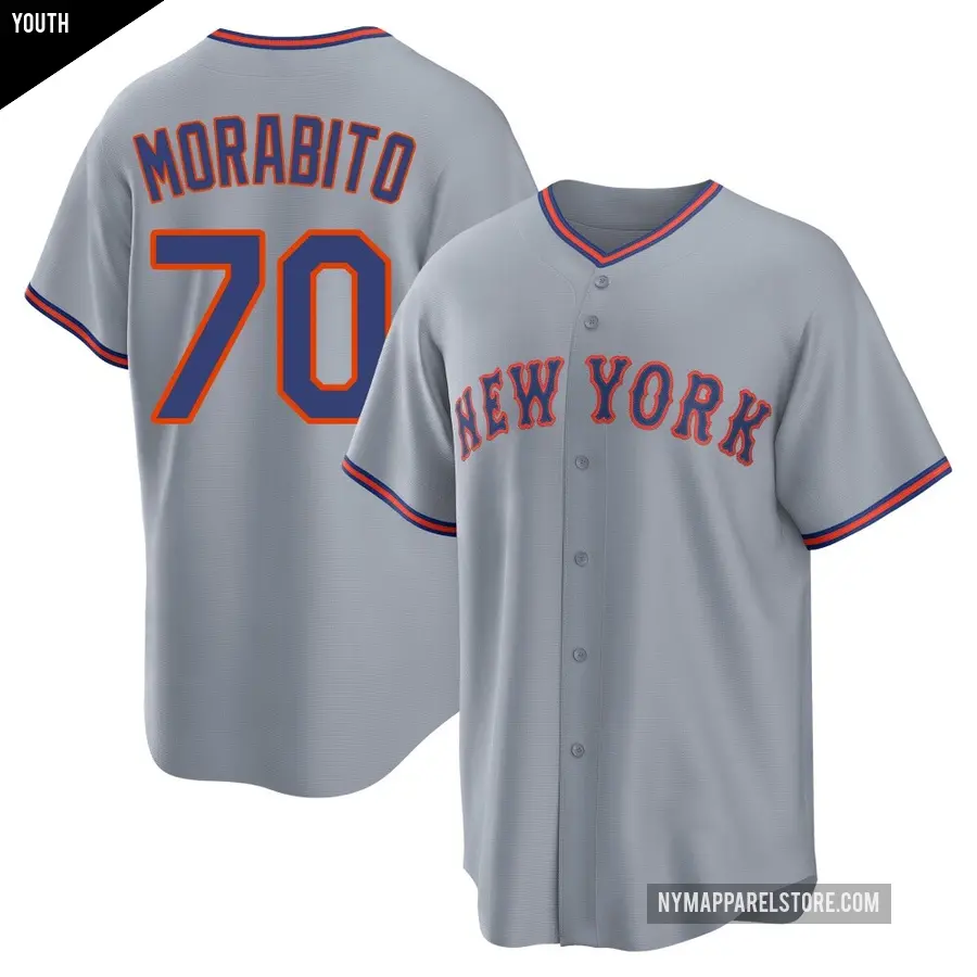 Youth New York Mets ＃70 Nick Morabito Replica Gray Away 2.0 Jersey