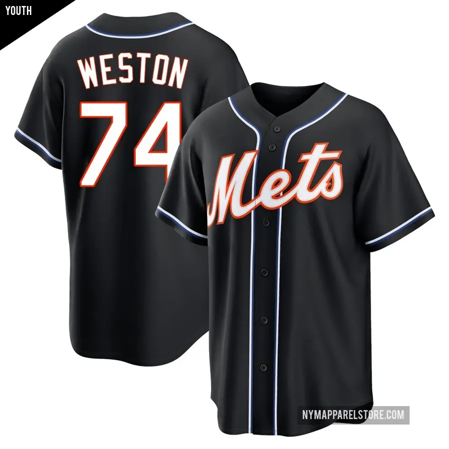 Youth New York Mets ＃74 Cameron Weston Replica Black Fashion Out Jersey