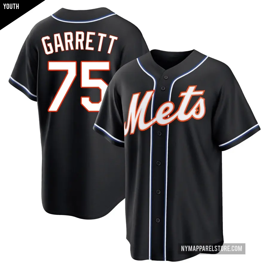 Youth New York Mets ＃75 Reed Garrett Replica Black Fashion Out Jersey
