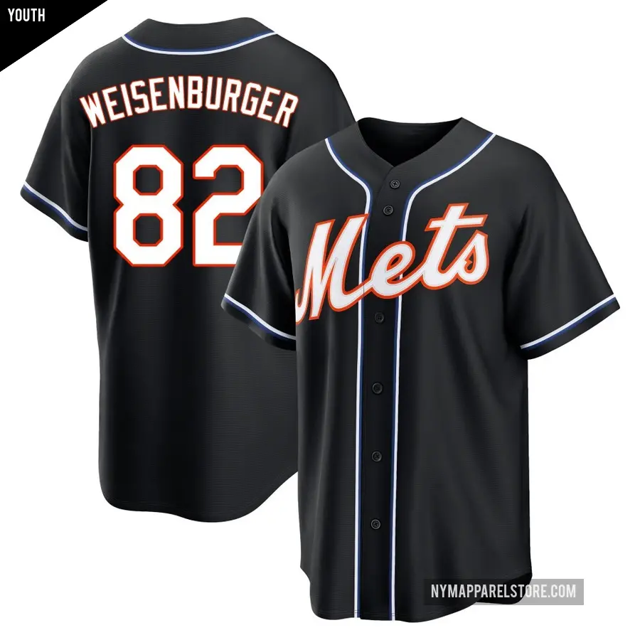 Youth New York Mets ＃82 Jack Weisenburger Replica Black Fashion Out Jersey